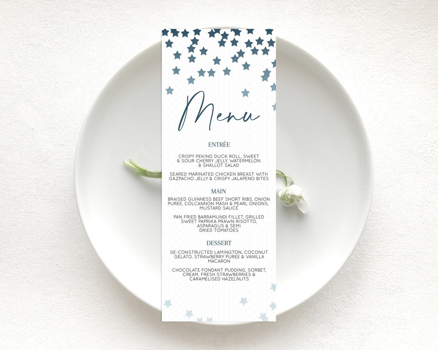 Star Menu Template Pastel Stars Menu Shooting Star Twinkle Little Star Decor Rainbow Colorful Confetti Dinner Dessert Food Menu D10308