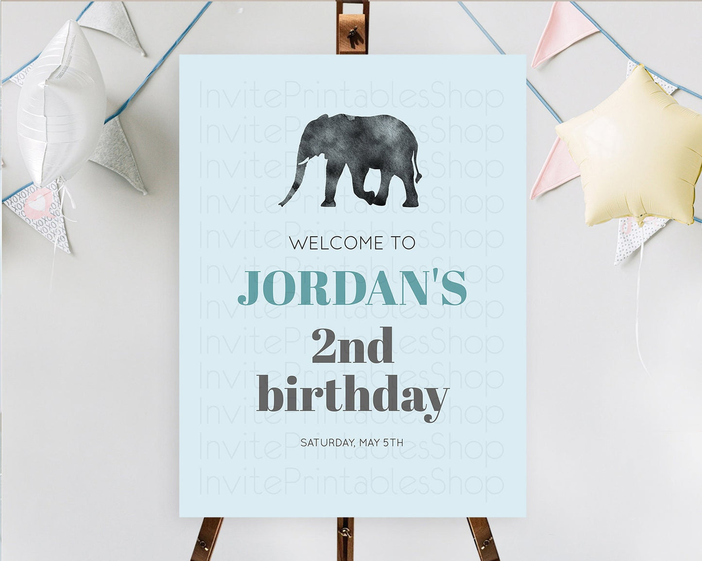 Elephant Welcome Sign Elephant Welcome Board Elephant Party Welcome Poster Safari Party Decor Elephant First Birthday Welcome Sign D10802