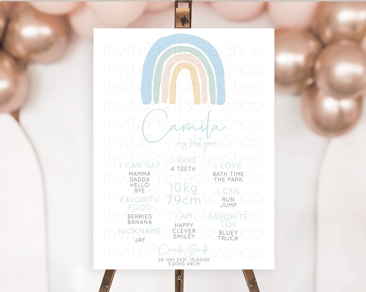 Pastel Rainbow First Birthday Milestone Poster Boho Rainbow Milestone Board Rainbow Milestone Pastel Milestone Rainbow 1st Birthday D10200