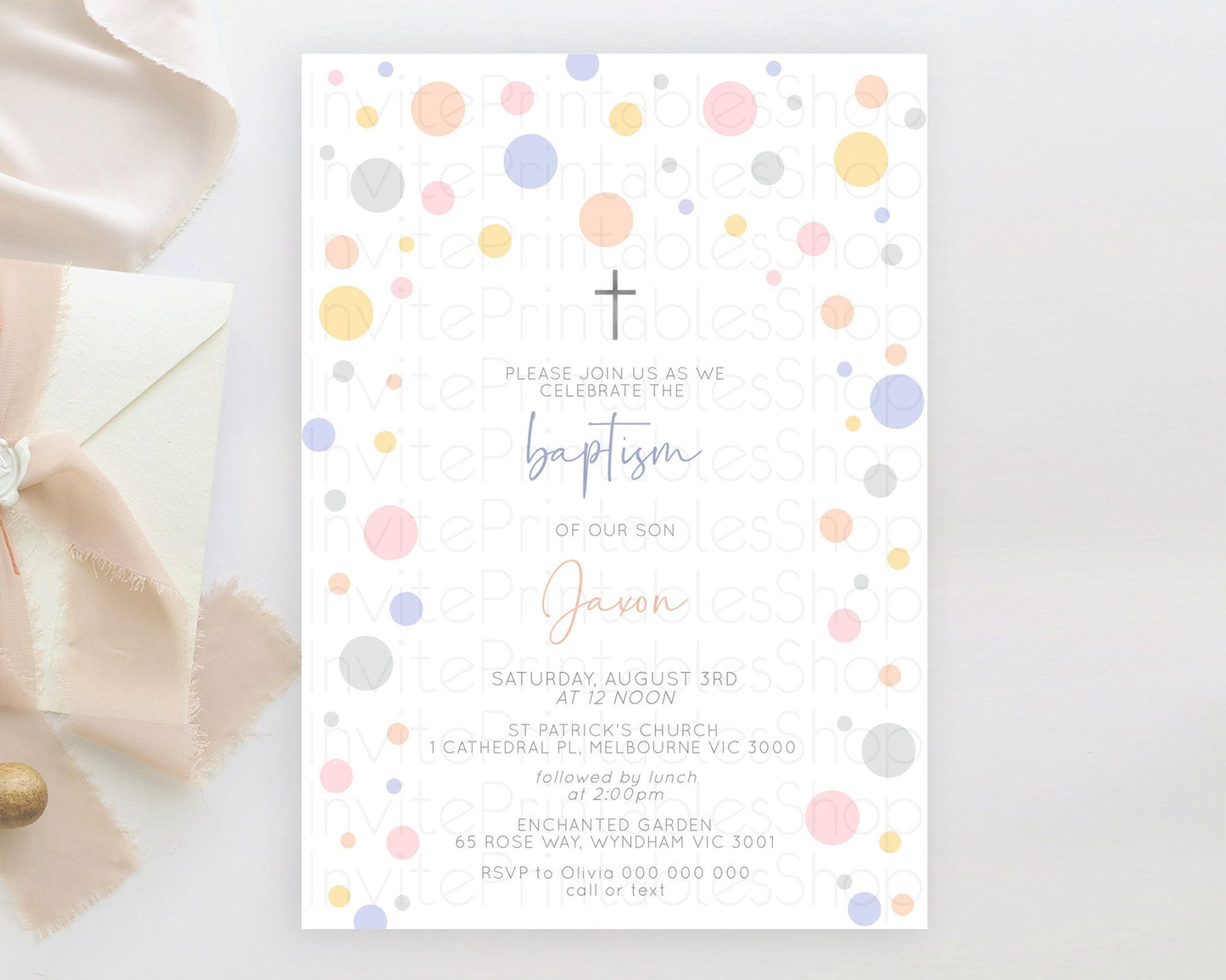 Pastel Baptism Invitation Pastel Confetti Baptism 1st Birthday Invitation Colorful Rainbow Confetti Bubbles Christening Invitation D10759