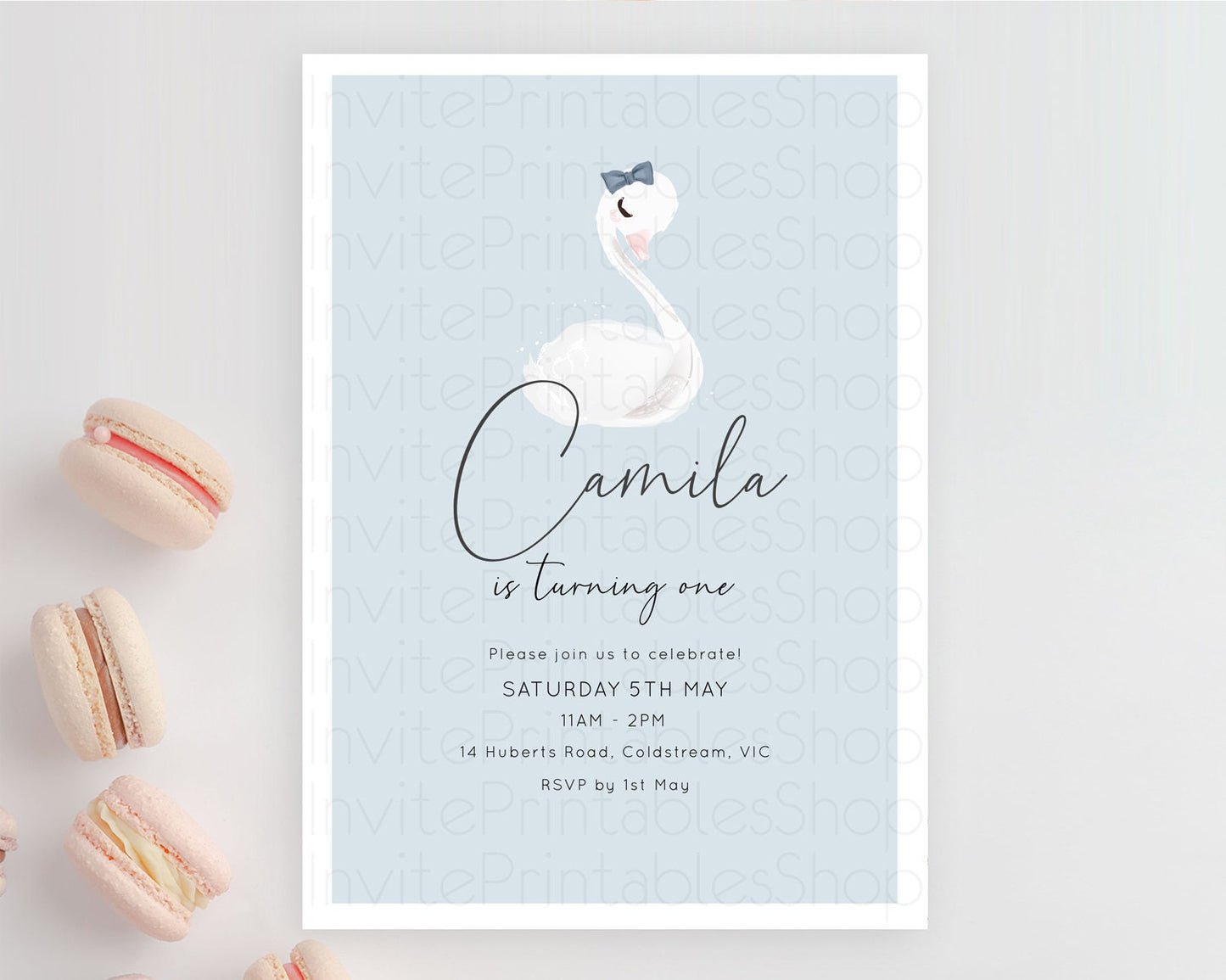 Swan Birthday Invitation Swan Princess Ballet Invitation Enchanted Forest Swan Lake Party Secret Garden Watercolour Pastel Floral D10760