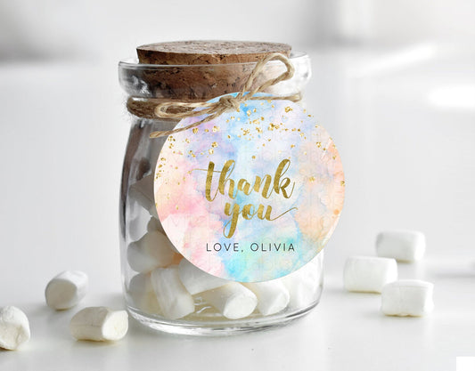 Editable Pastel Thank You Tags Rainbow Thank You Gift Tags Colorful Pastel F