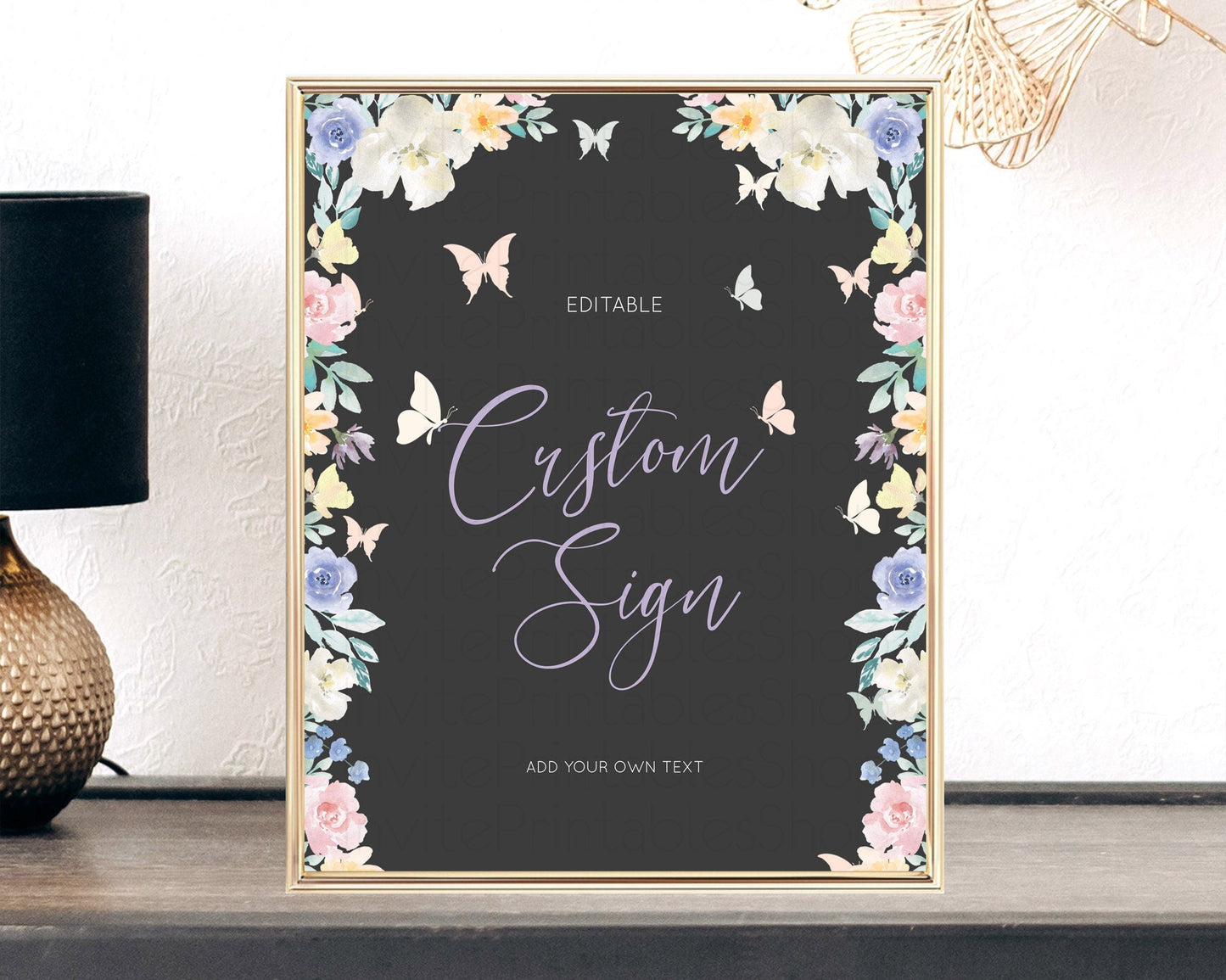 Wildflower Floral Table Sign Decor Secret Garden Sign Template Pastel Floral Garden Party Boho Flowers Birthday Baby Shower Wedding D10322