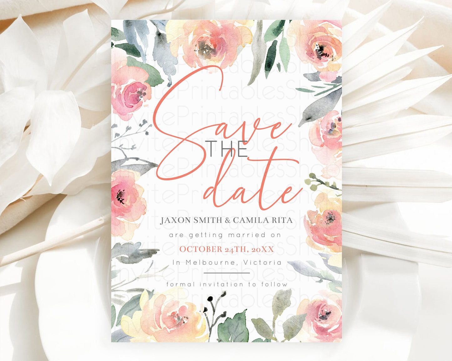 Wildflower Save The Date Template Secret Garden Save The Date Pastel Floral Garden Party Boho Flowers Birthday Baby Shower Wedding D10778