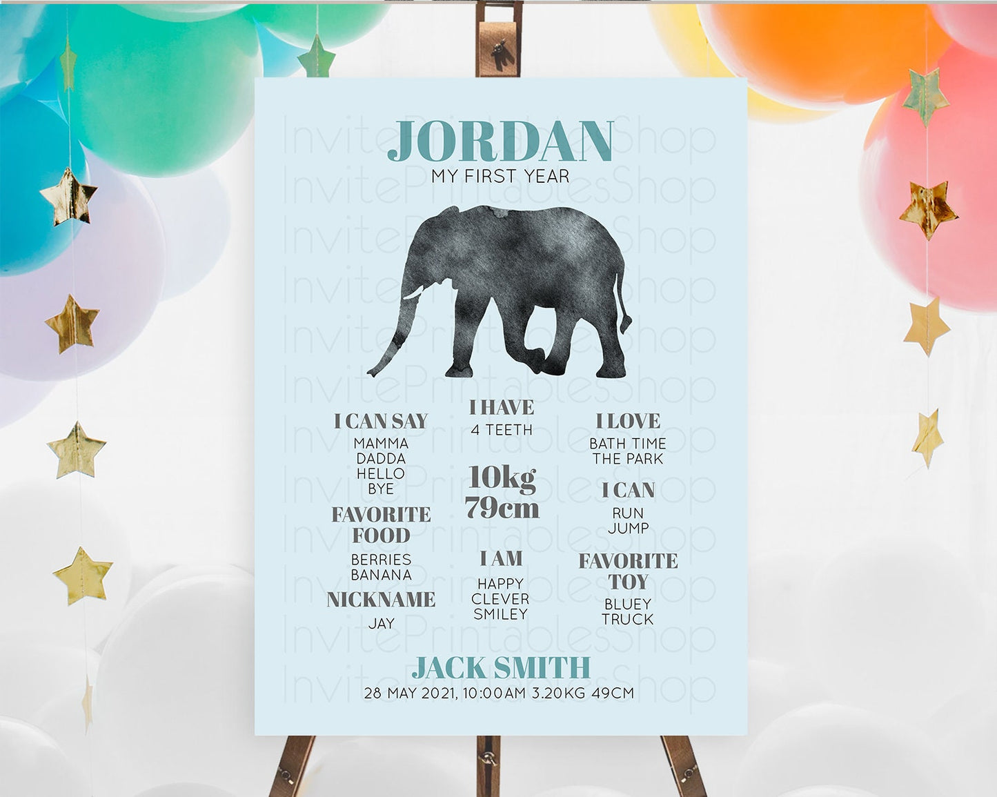 Elephant First Birthday Milestone Board Elephant Milestone Poster One Wild Year Safari Adventure Elephant Zoo Birthday Welcome Sign D10802