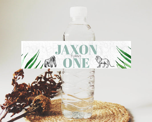 Editable Safari Water Label Template Lion Gorilla Elephant Rhino Animals Par