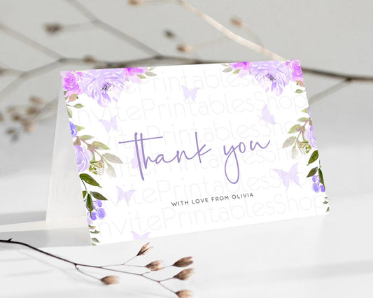 Editable Secret Garden Thank You Wildflower Thank You Card Pastel Flower Gar