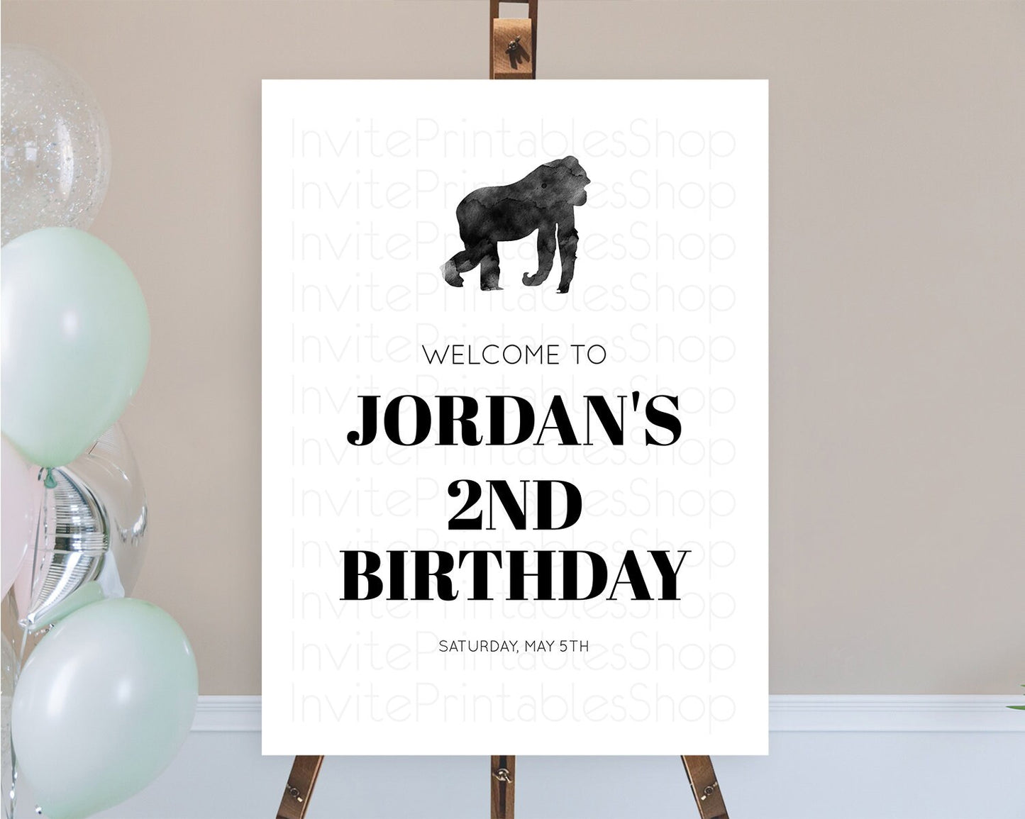 Gorilla Welcome Sign Gorilla Welcome Board Gorilla Party Welcome Poster Safari Adventure Decor Gorilla First Birthday Welcome Sign D10799