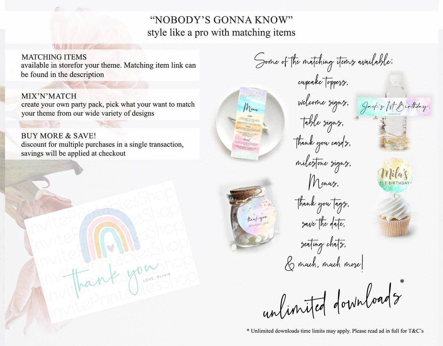 Pastel Rainbow Thank You Boho Rainbow Thank You Card Rainbow Birthday Thank You Cards Pastel Rainbow Teacher Thank You Card Template D10214