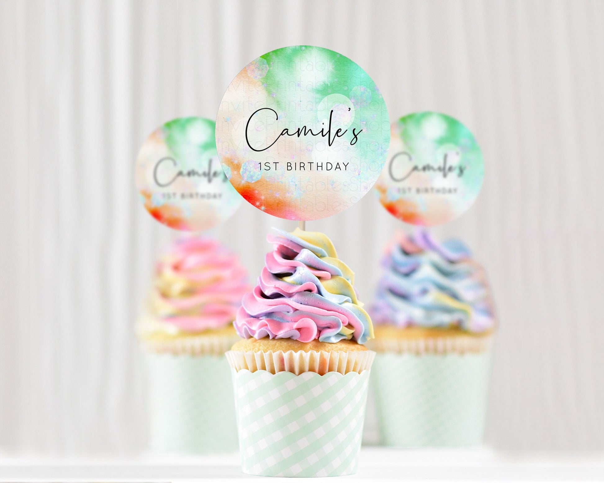 Editable Tie Dye Cupcake Toppers Rainbow Tie Dye Cupcake Toppers Rainbow Col