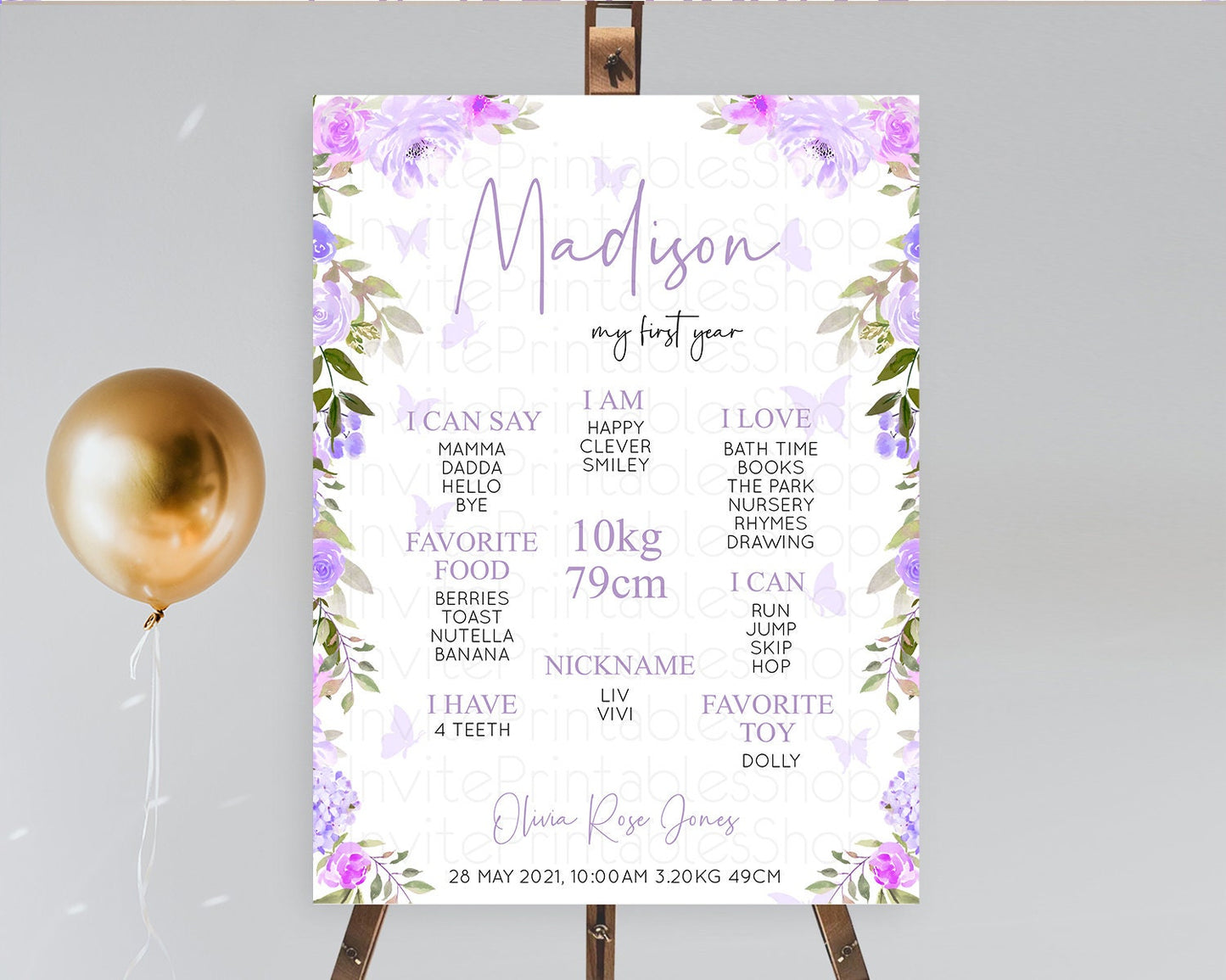 Secret Garden Milestone Board Wildflower First Birthday Milestone Poster Pastel Flowers Milestone Boho Wildflower 1st Birthday Sign D10719