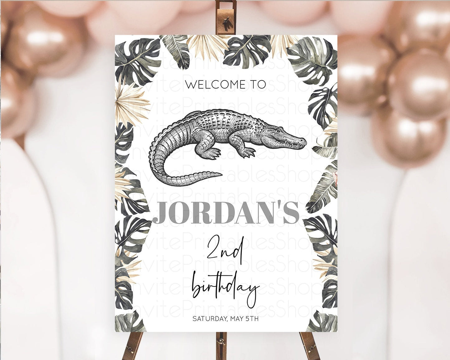 Crocodile Welcome Sign Alligator Welcome Board Croc Gator Party Welcome Poster Safari Decor Croc Gator First Birthday Welcome Sign D10830