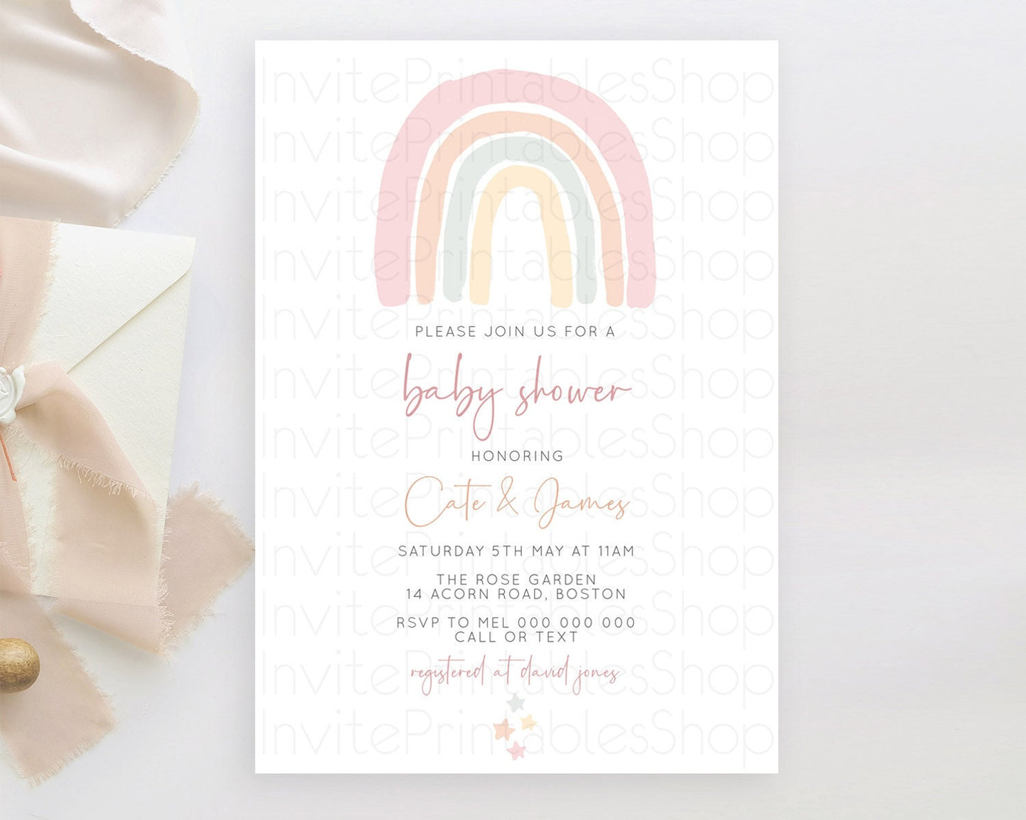 Pastel Rainbow Baby Shower Invitation Pastel Rainbow Invitation Rainbow Baby Invitation Pastel Invitation Boho Rainbow Invitation D10162