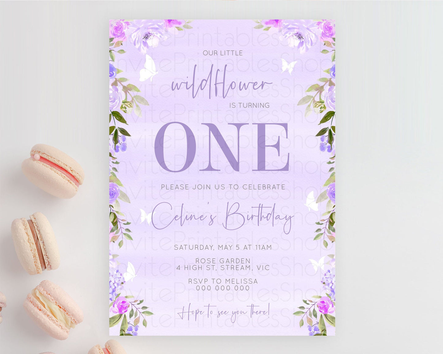 Secret Garden Invitation Wildflower Birthday Invitation Pastel Flowers Invite Enchanted Garden Boho Floral 3rd 2nd First Birthday D10719