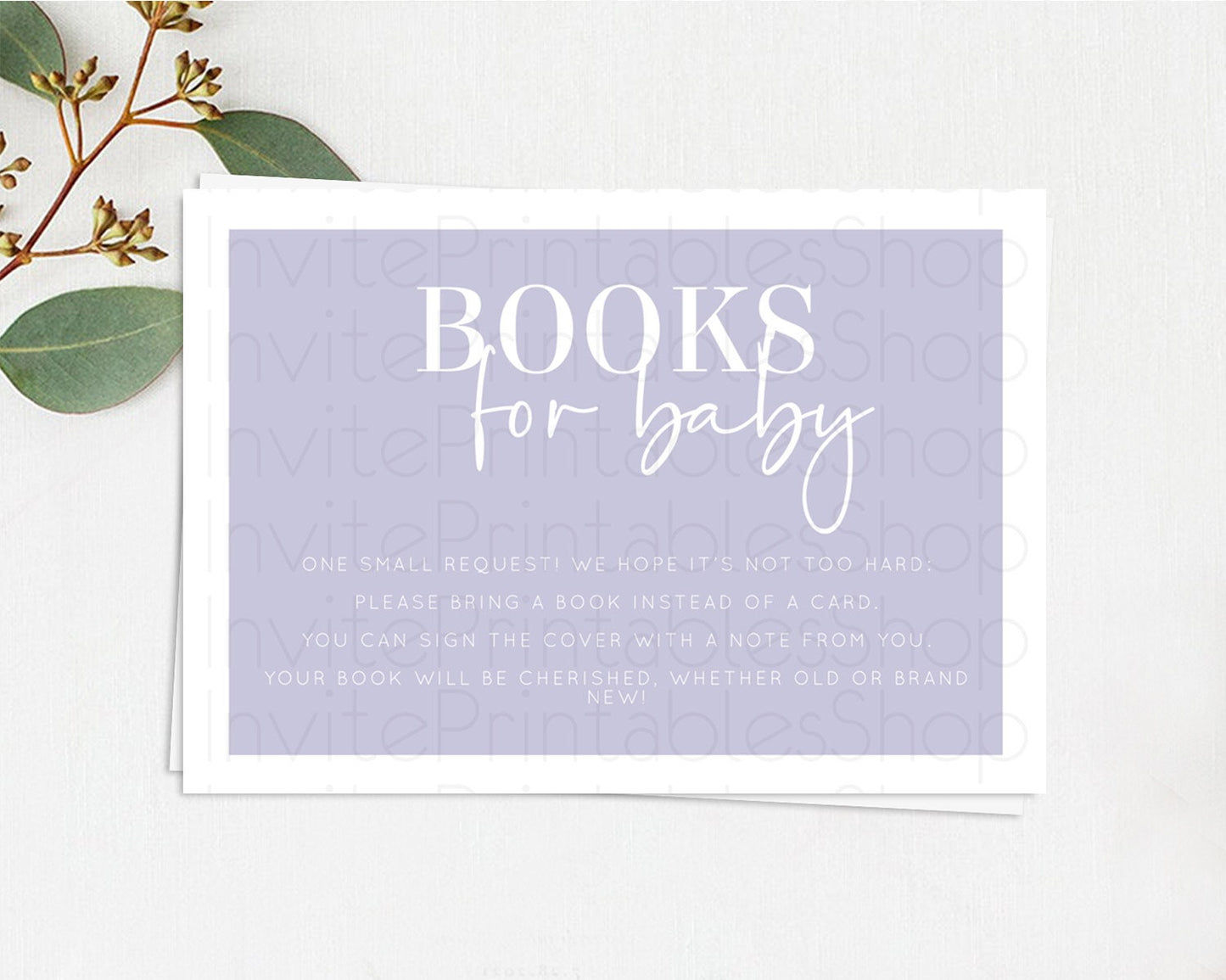 Purple Books For Baby Card Plain Purple Book Insert Minimalist Pastel Purple Book Card Purple Simple Baby Shower Book Poem Request D10942