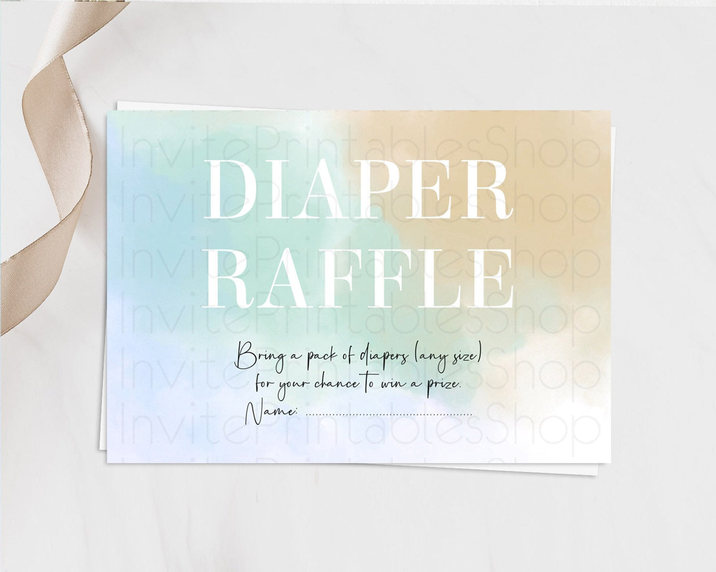 Pastel Diaper Raffle Card Pastel Rainbow Diaper Raffle Insert Colorful Ombre Watercolor Diaper Ticket Confetti Glitter Raffle Game D10370