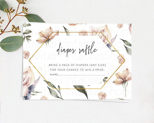 Editable Secret Garden Diaper Raffle Card Boho Wildflower Diaper Raffle Inse