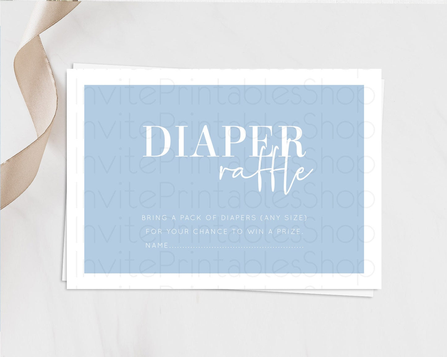 Blue Diaper Raffle Card Plain Blue Diaper Raffle Insert Minimalist Pastel Blue Diaper Ticket Blue Simple Baby Shower Raffle Game D10734