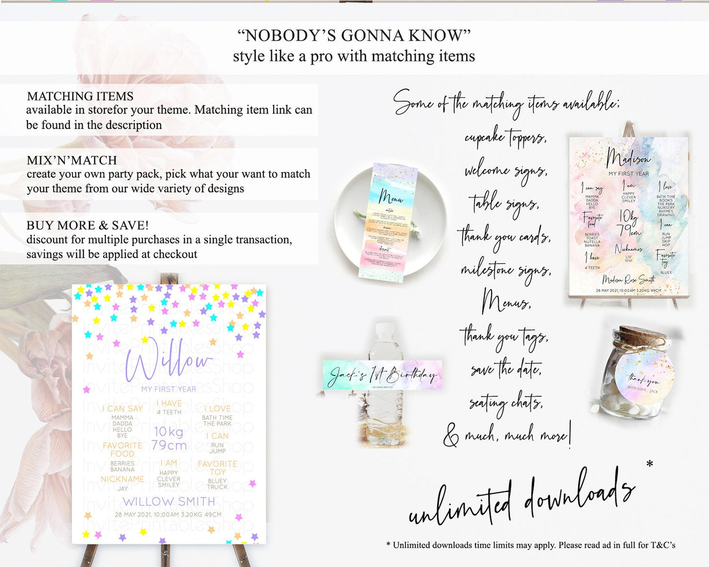 Star First Birthday Milestone Poster Pastel Stars Milestone Shooting Star Rainbow Colorful Confetti Twinkle Little Star 1st Birthday D10397