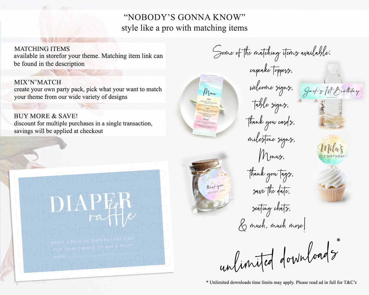 Blue Diaper Raffle Card Plain Blue Diaper Raffle Insert Minimalist Pastel Blue Diaper Ticket Blue Simple Baby Shower Raffle Game D10734