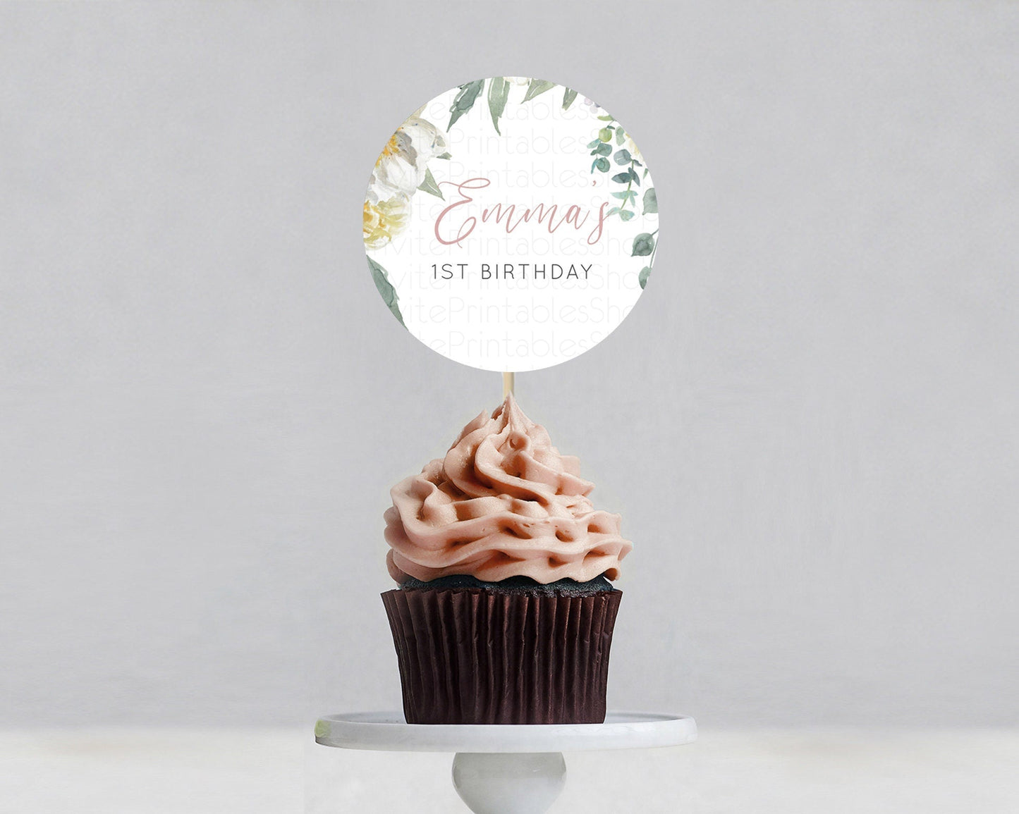 Secret Garden Cupcake Toppers Wildflower Cupcake Topper Pastel White Flowers Topper Enchanted Garden Boho Floral First Birthday Decor D10121