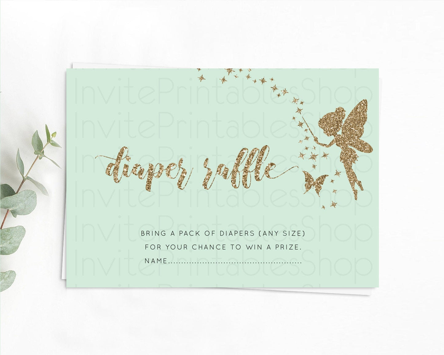 Fairy Diaper Raffle Card Fairy Diaper Insert Enchanted Garden Fairy Diaper Ticket Pastel Floral Butterfly Secret Garden Raffle Game D10908