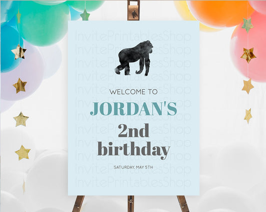 Gorilla Welcome Sign Gorilla Welcome Board Gorilla Party Welcome Poster Safari Adventure Decor Gorilla First Birthday Welcome Sign D10799