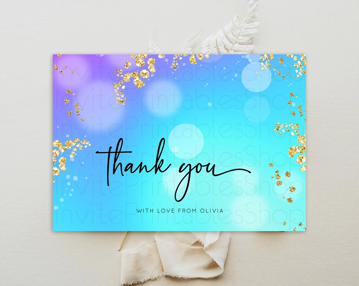 Mermaid Thank You Mermaid Thank You Card Rainbow Fish Cards Under The Sea Colorful Pastel Mermaid Teacher Thank You Cards Template D10573