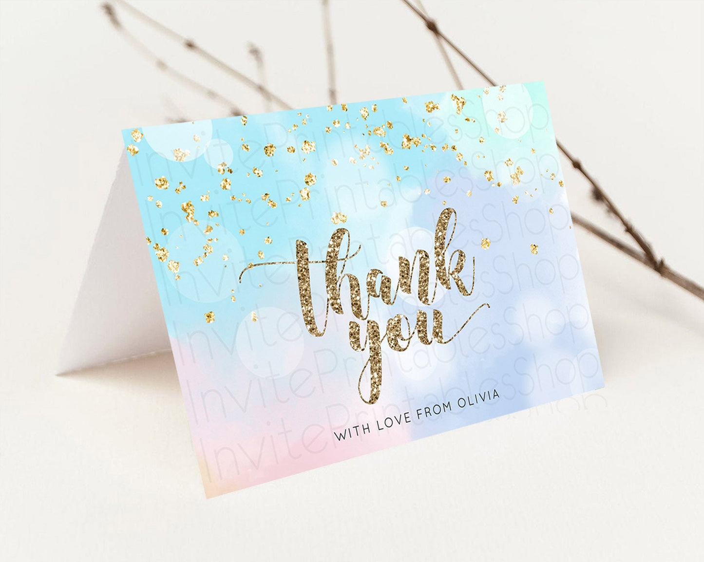 Editable Pastel Thank You Rainbow Thank You Card Colorful Pastel Birthday Th