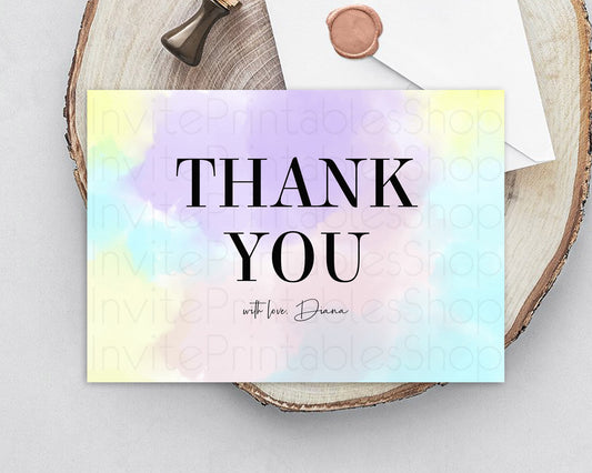 Editable Pastel Thank You Rainbow Thank You Card Colorful Pastel Birthday Th
