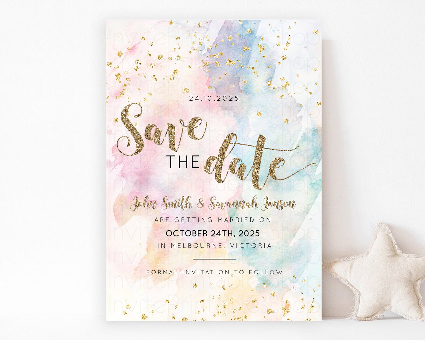Pastel Save The Date Pastel Colors Save The Date Rainbow Colors Save The Date Ombre Invite Splash Wedding Engaged Baptism Christening 276