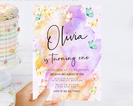 Editable Pastel Butterfly Birthday Invitation Butterfly Birthday Invitation