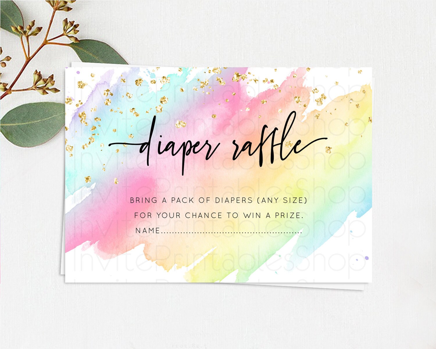 Editable Pastel Diaper Raffle Card Pastel Rainbow Diaper Raffle Insert Color