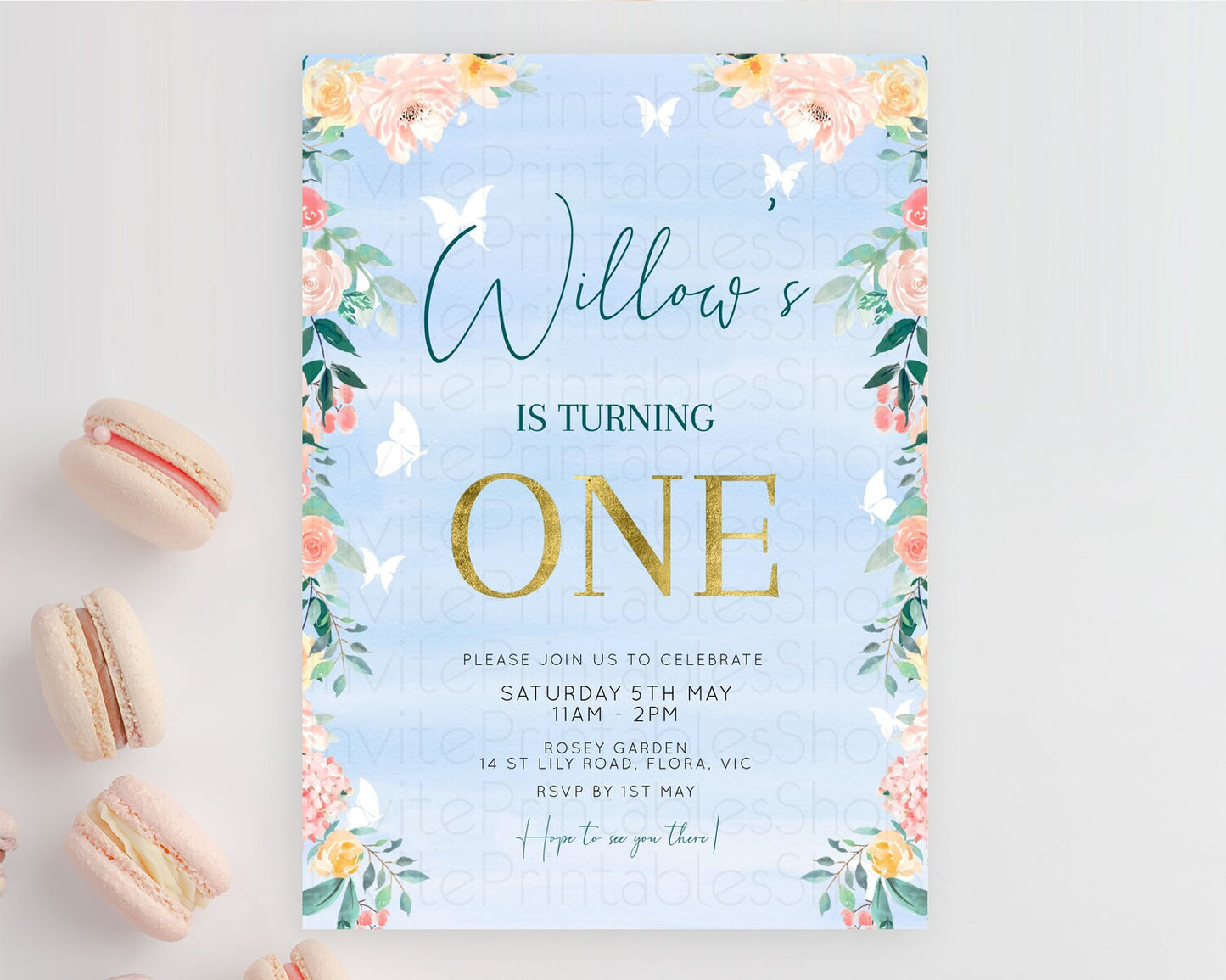 Secret Garden Invitation Wildflower Birthday Invitation Pastel Flowers Invite Enchanted Garden Boho Floral 3rd 2nd First Birthday D10337
