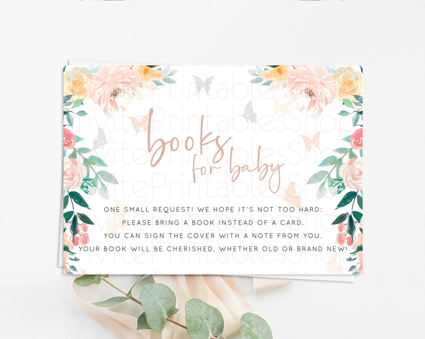 Editable Secret Garden Books For Baby Card Boho Wildflower Book Insert Paste