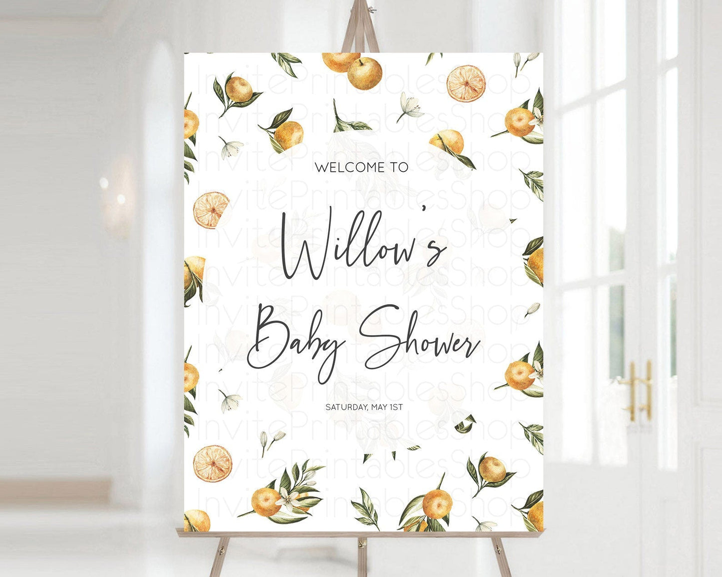 Citrus Baby Shower Welcome Sign Lemon Welcome Sign Orange Welcome Sign Citrus Welcome Poster Citrus Floral Decor Baby Welcome Board D10545