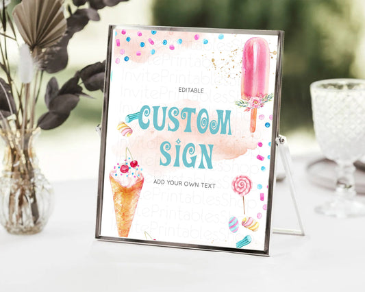 Editable Ice Cream Sign Template Sweet One Sign Candy Table Sign Decor Heres