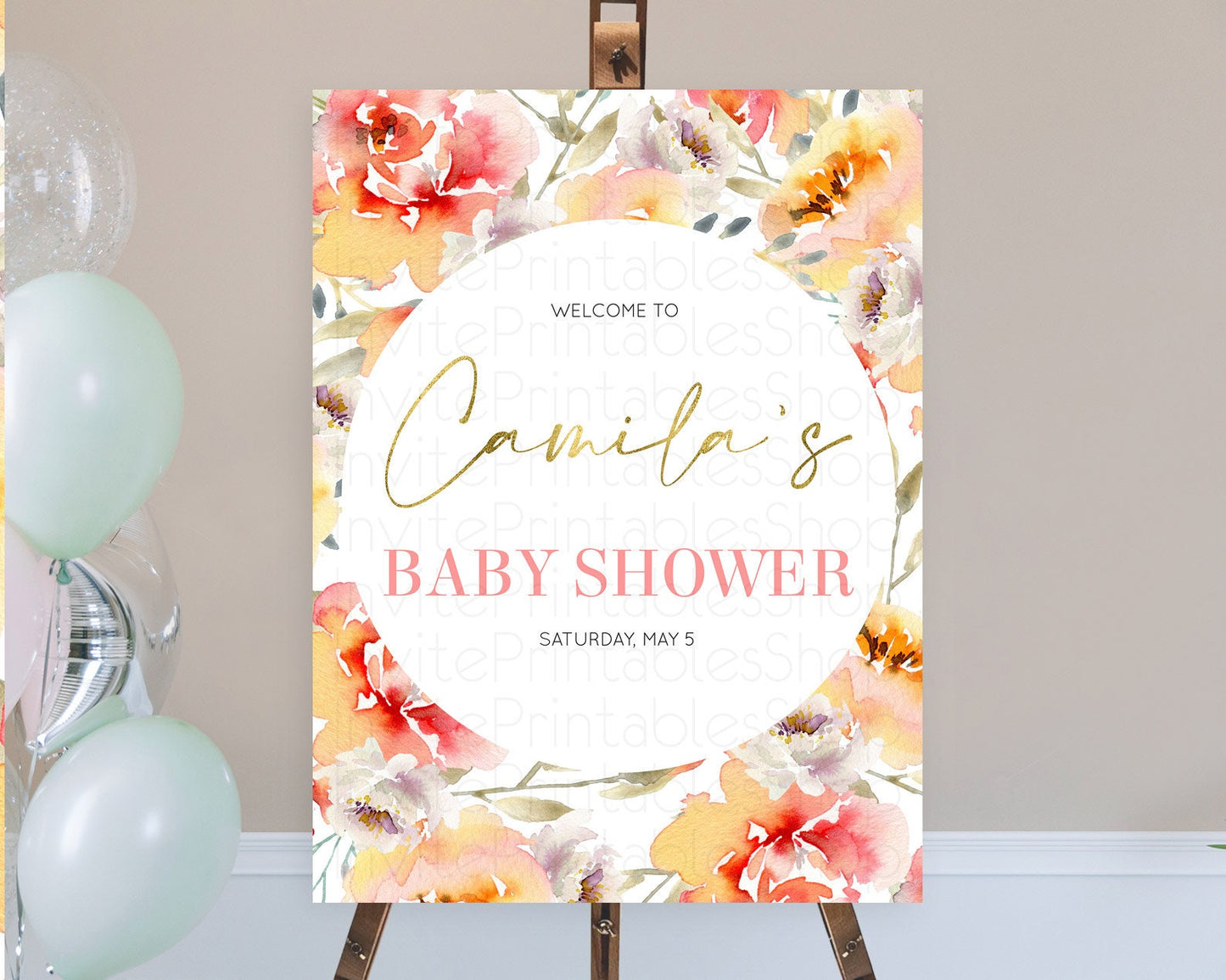 Secret Garden Baby Shower Welcome Sign Wildflower Welcome Board Pastel Flower Garden Welcome Poster Boho Wildflower Welcome Sign D10280