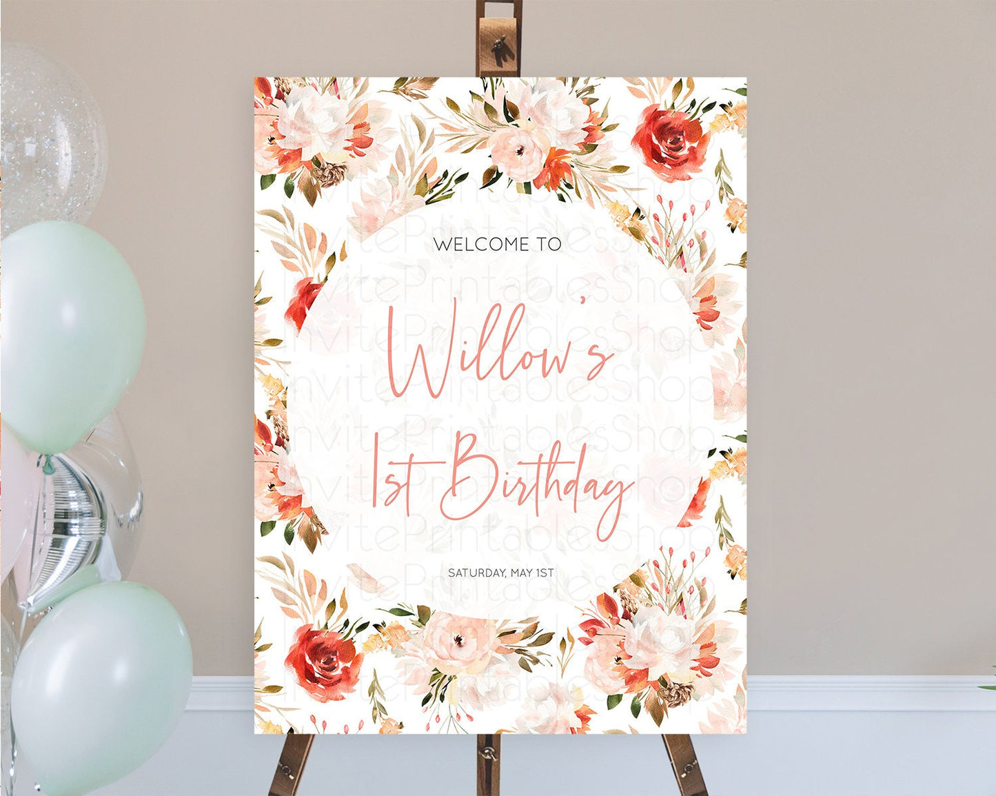 Secret Garden Welcome Sign Wildflower Welcome Board Pastel Flower Garden Welcome Poster Boho Wildflower First Birthday Welcome Sign D10540