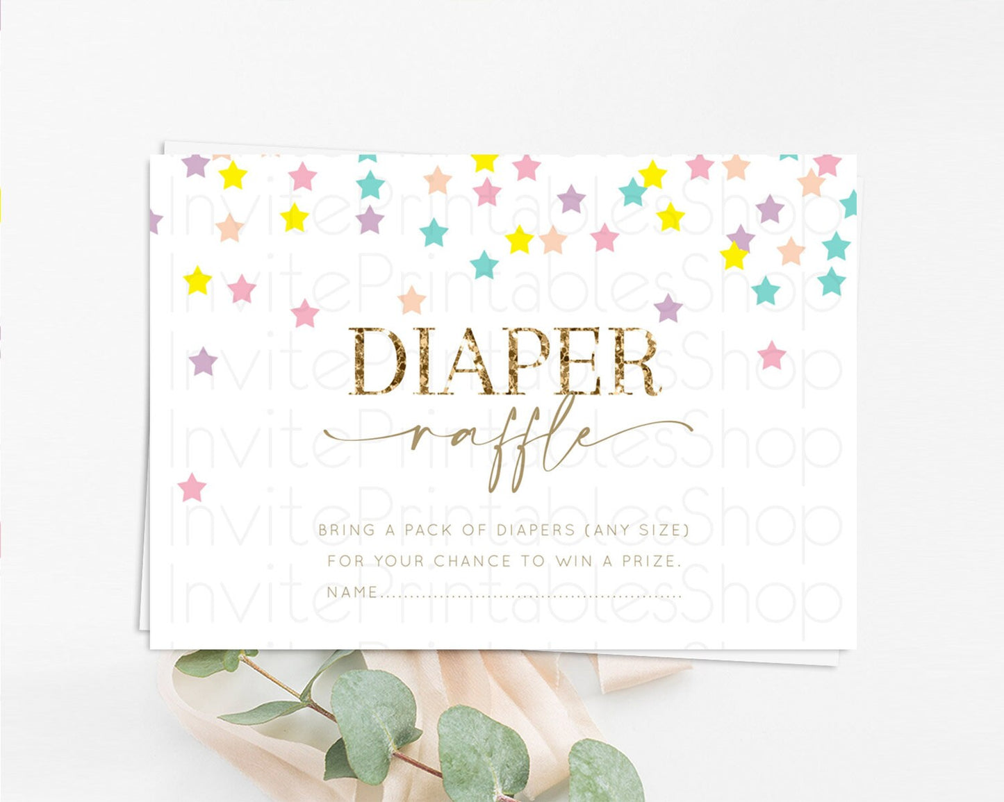 Pastel Star Diaper Raffle Card Shooting Star Diaper Raffle Insert Twinkle Little Star Diaper Ticket Rainbow Confetti Raffle Game D10601