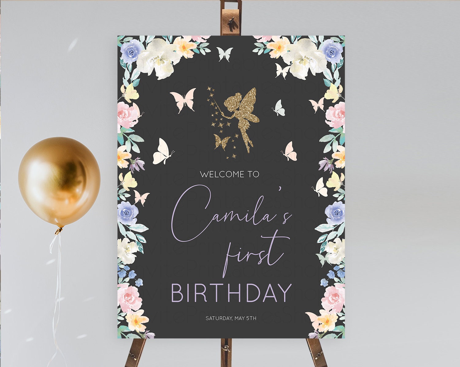 Editable Fairy Welcome Sign Fairy Welcome Board Enchanted Garden Pastel Flor
