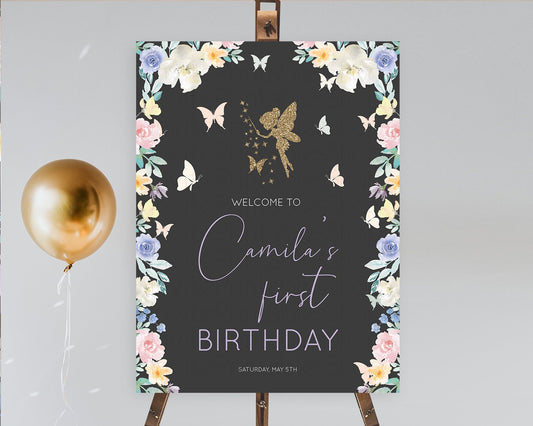 Editable Fairy Welcome Sign Fairy Welcome Board Enchanted Garden Pastel Flor