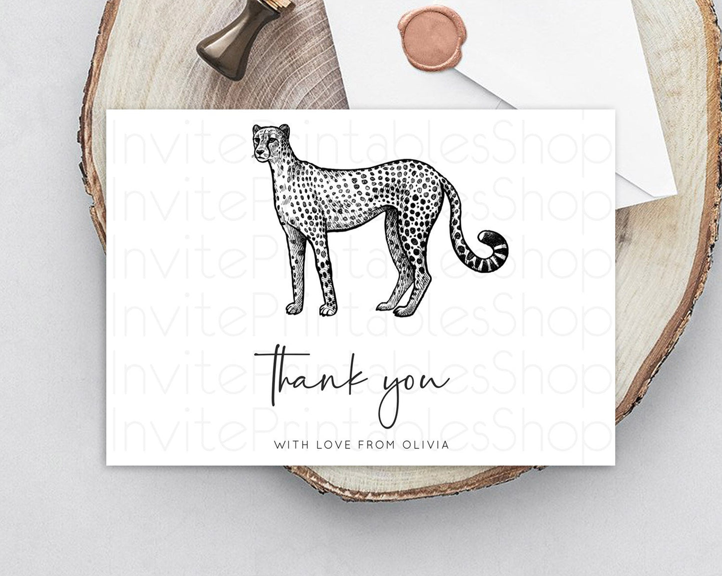 Cheetah Thank You Cheetah Thank You Card Cheetah Party Birthday Thank You Card Safari Card Template Cheetah Teacher Thank You Cards D10290