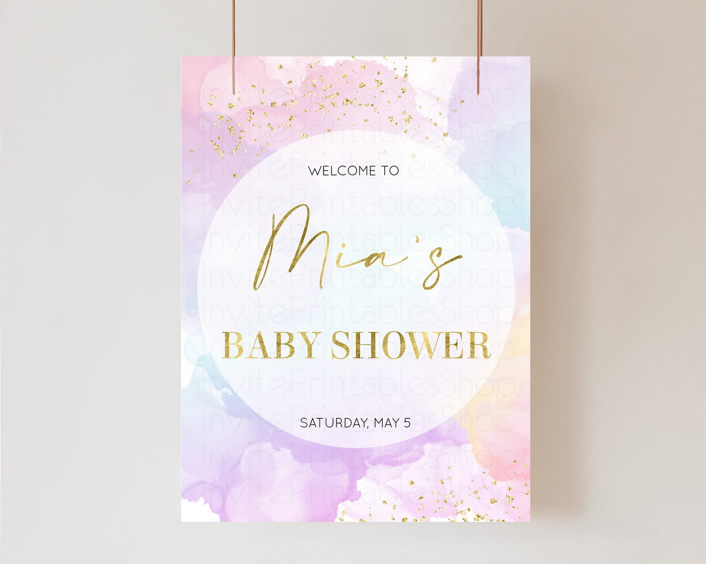Editable Pastel Baby Shower Sign Rainbow Baby Shower Sign Welcome Baby Showe