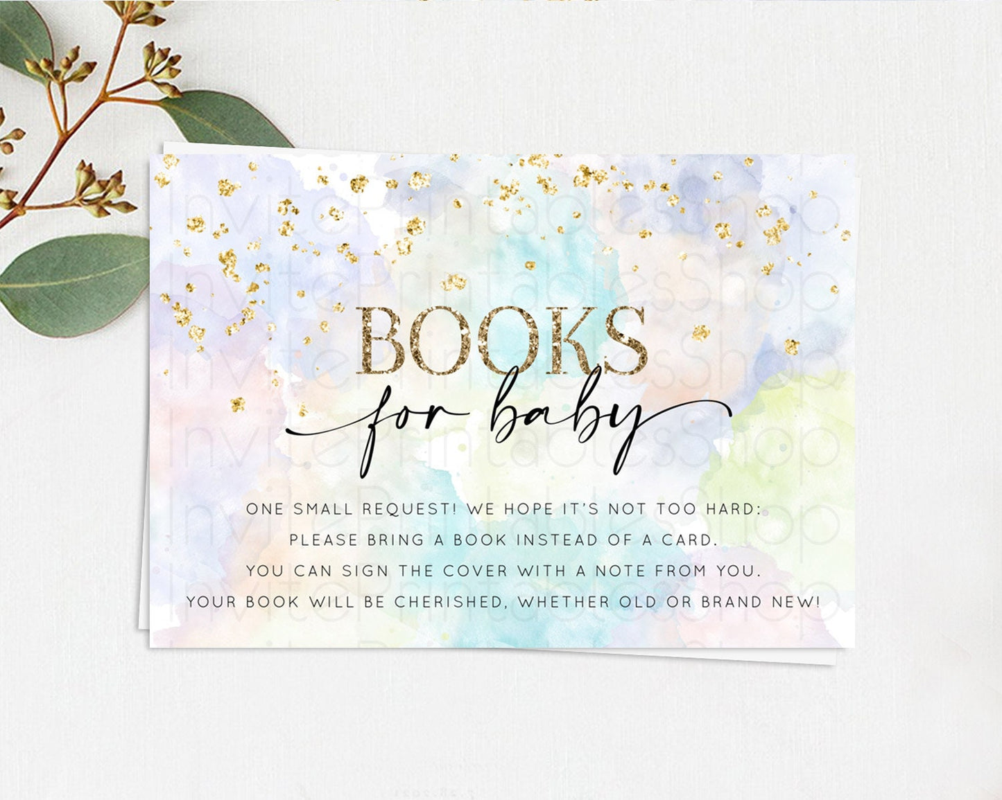 Pastel Books For Baby Card Pastel Rainbow Book Insert Colorful Ombre Watercolor Book Card Confetti Glitter Baby Book Poem Request D10613