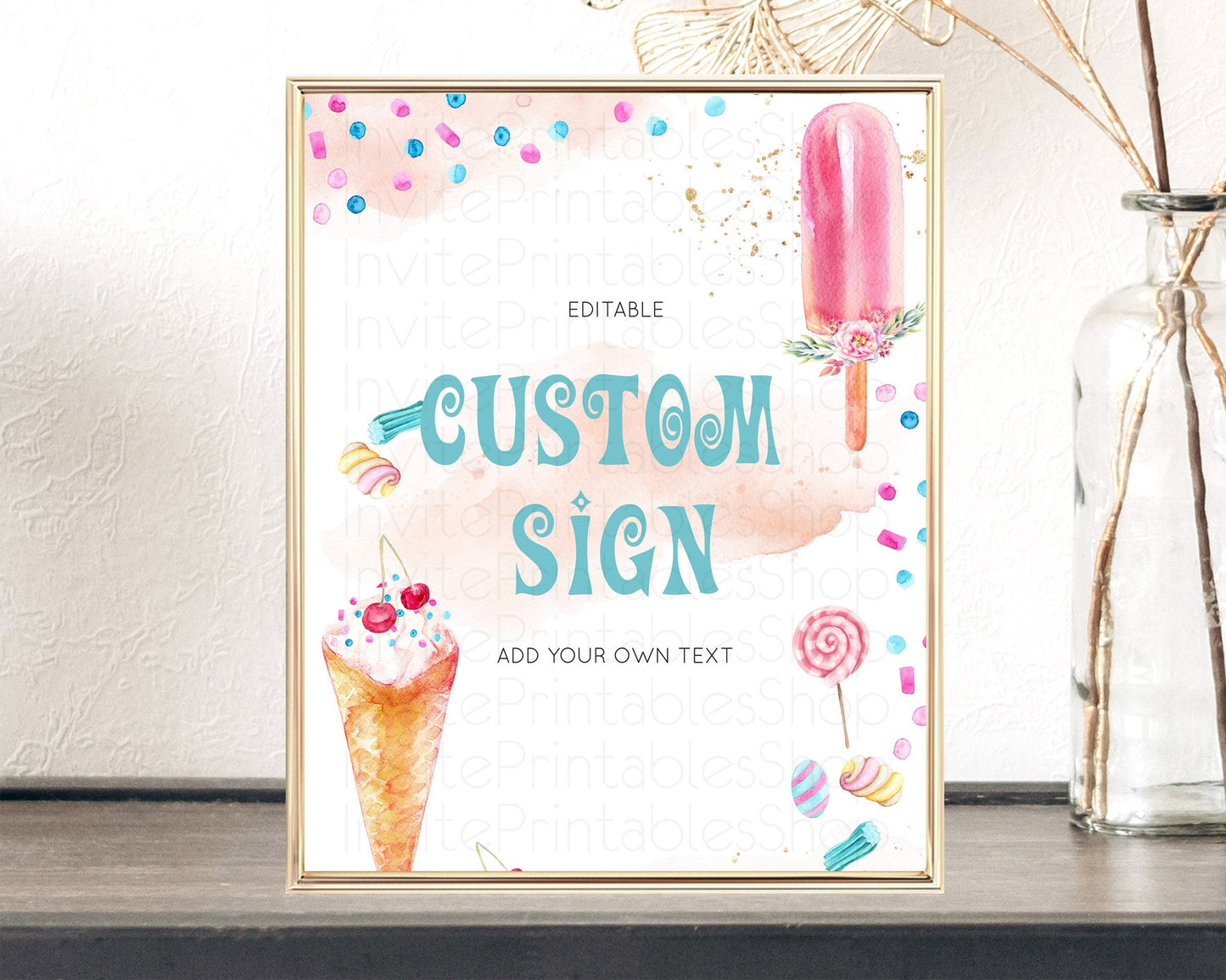 Ice Cream Sign Template Sweet One Sign Candy Table Sign Decor Heres The Scoop Party Pastel Candy Theme Birthday Baptism Baby Shower D10554