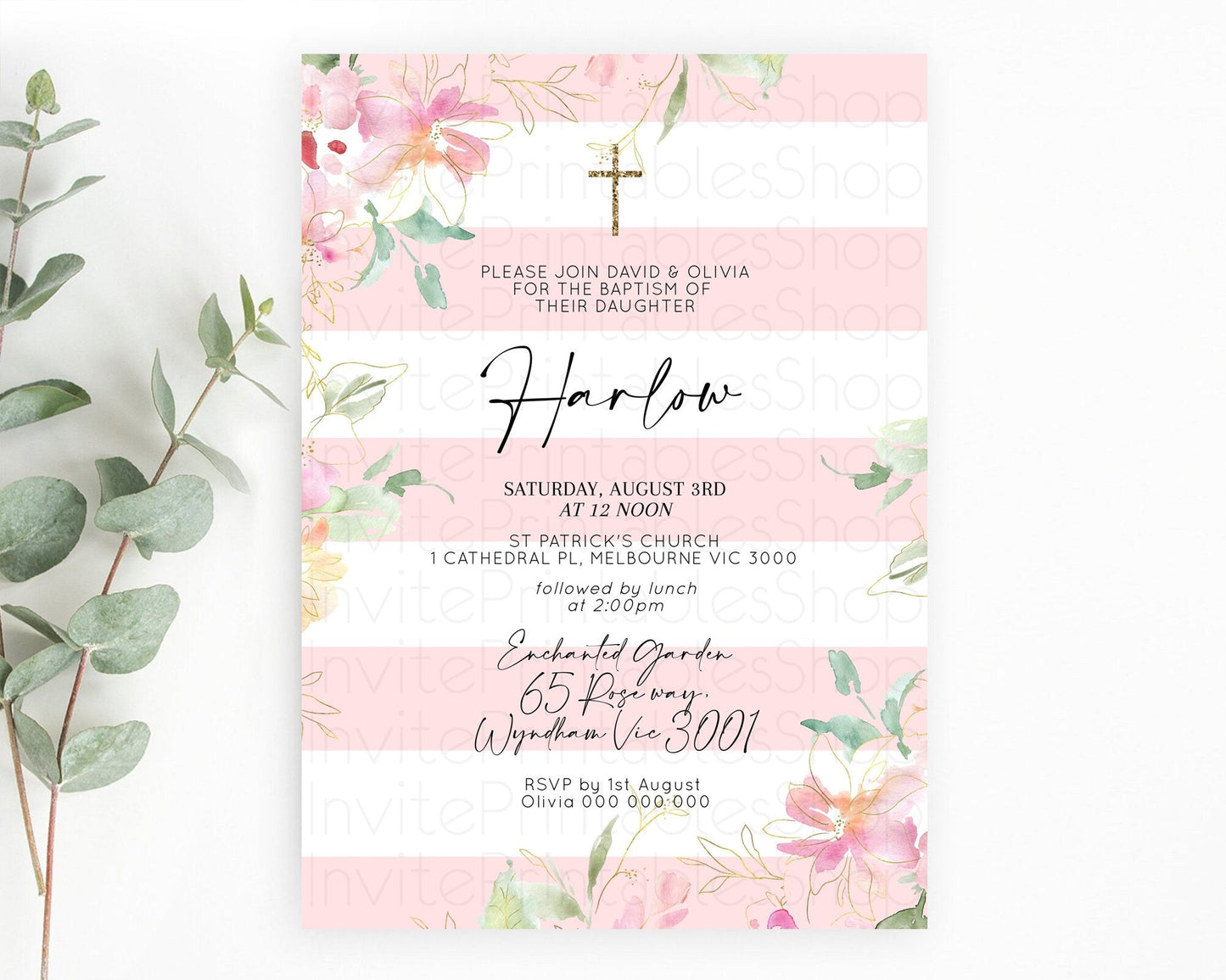 Secret Garden Baptism Invitation Wildflower Baptism Birthday Invite Pastel Flowers Christening Invite Enchanted Garden Boho Floral D10301