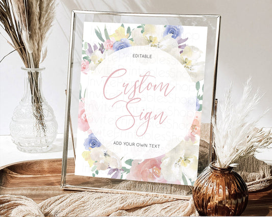 Editable Wildflower Floral Table Sign Decor Secret Garden Sign Template Past