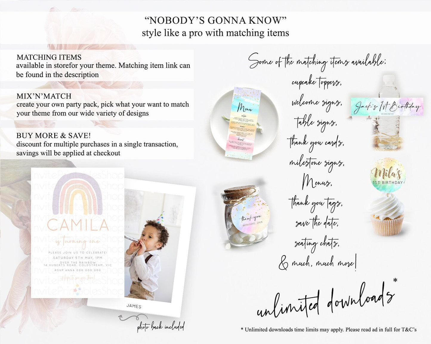 Pastel Rainbow Birthday Invitation Pastel Rainbow Invitation Rainbow Invitation Pastel Invitation Boho Rainbow 1st First Birthday D23096