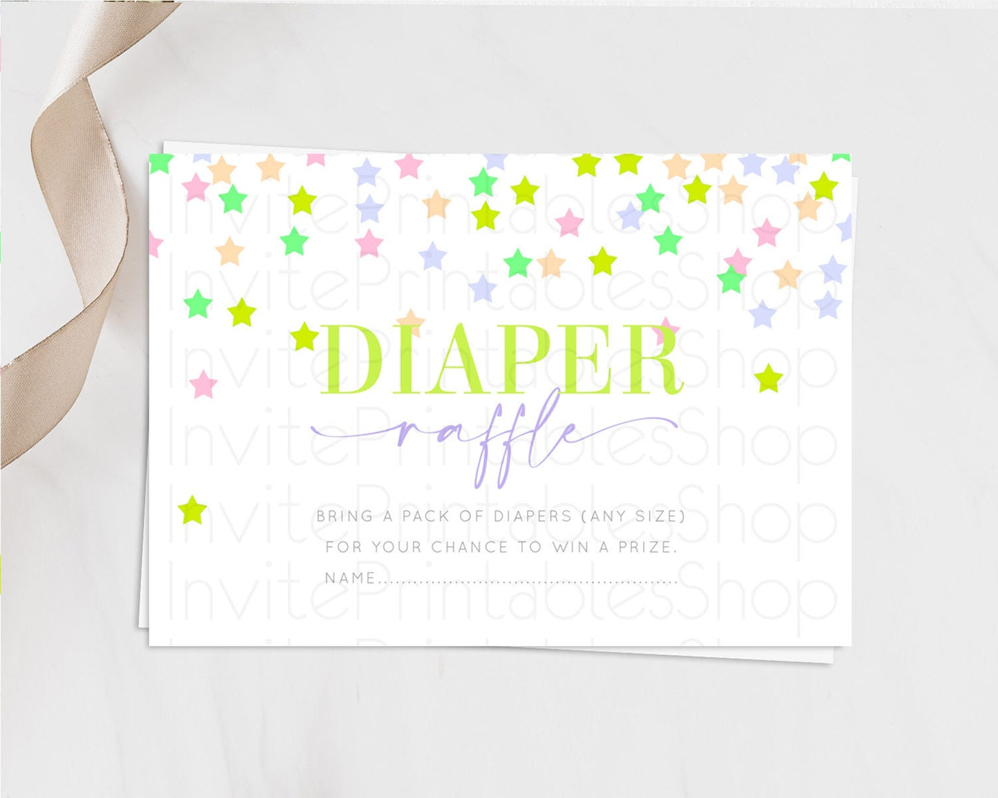 Pastel Star Diaper Raffle Card Shooting Star Diaper Raffle Insert Twinkle Little Star Diaper Ticket Rainbow Confetti Raffle Game D10396